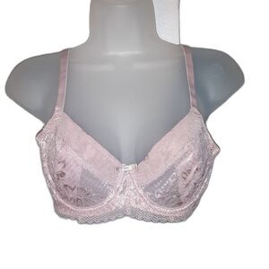 Youmita 36C Pink Suede Soft Lace Unpadded Bra NWT